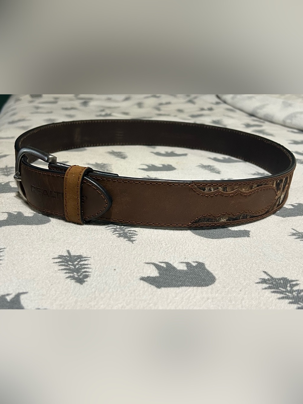 REALTREE Camo/Leather Men’s Belt (sz:34)